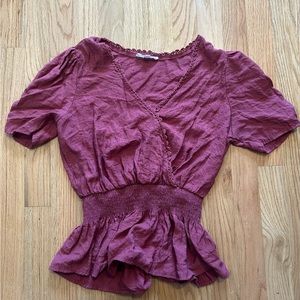 Pink purple magenta peplum top with front snap size medium TJ max